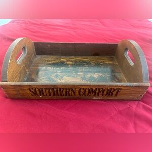 Vintage Southern Comfort Wooden Serving Tray Solid Wood with Handles RARE scenic